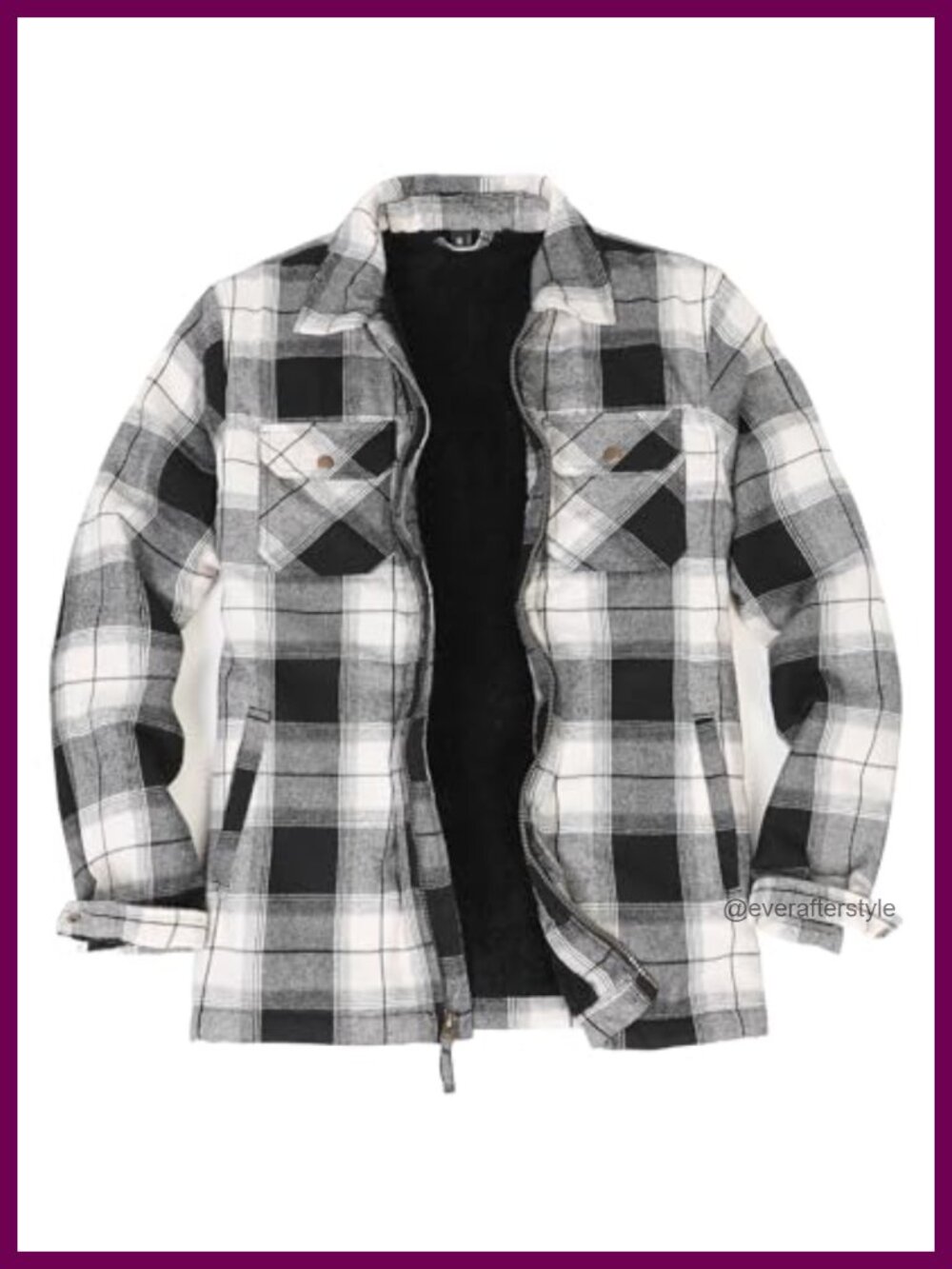 Men's Sherpa Lined Full Zip Plaid Flannel Jacket Shacket